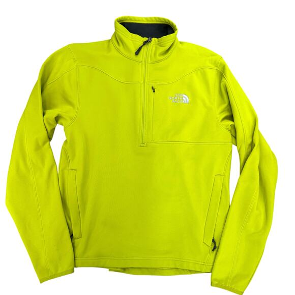 The North Face Men's Microfiber Fleece Jacket Yellow Medium Mock Neck Full Zip - Picture 1 of 5